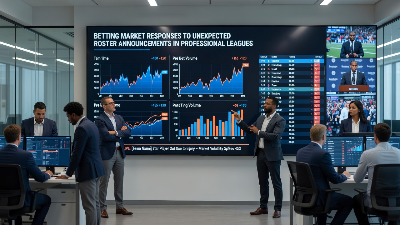 Sportsbook dashboards displaying rapid line movements after roster news breaks in professional leagues