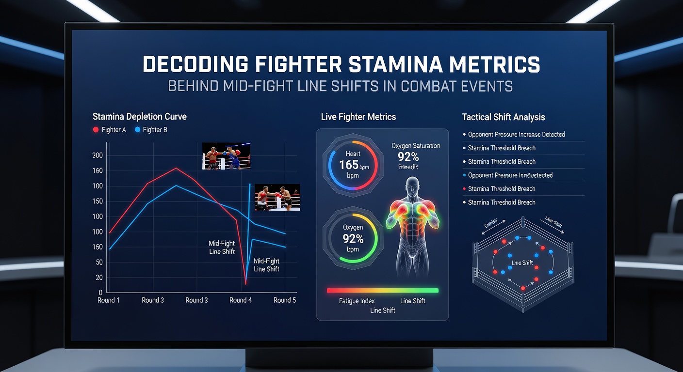 Live tracking dashboard displaying stamina indicators and line movement patterns in combat sports