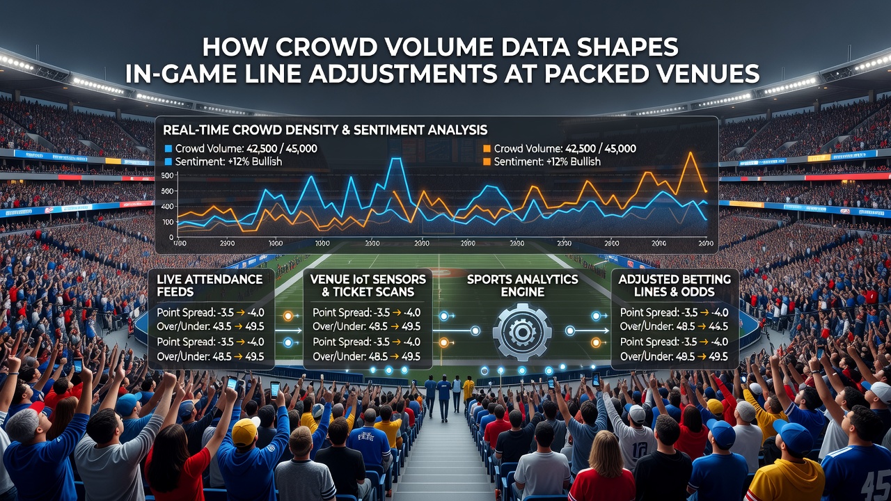 Live betting interface displaying real-time line adjustments influenced by stadium crowd volume metrics