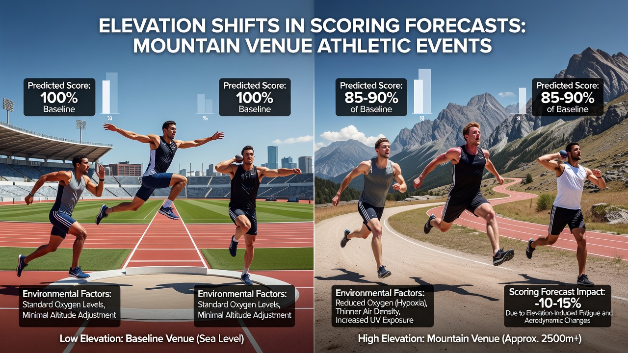 Athletes training and competing at a high-elevation mountain stadium during summer conditions