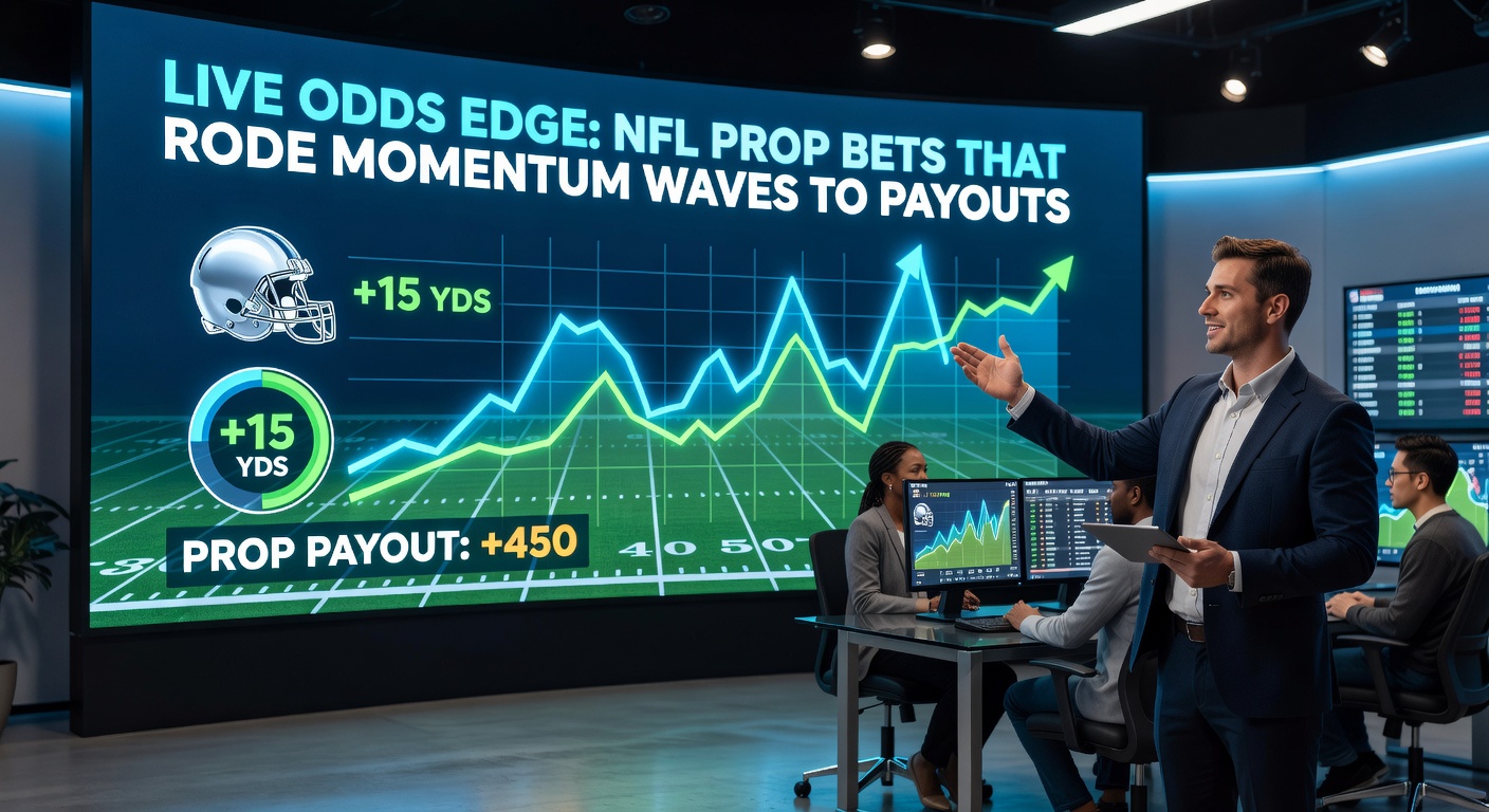 Close-up of a digital betting screen showing live NFL prop odds fluctuating wildly during a key momentum play